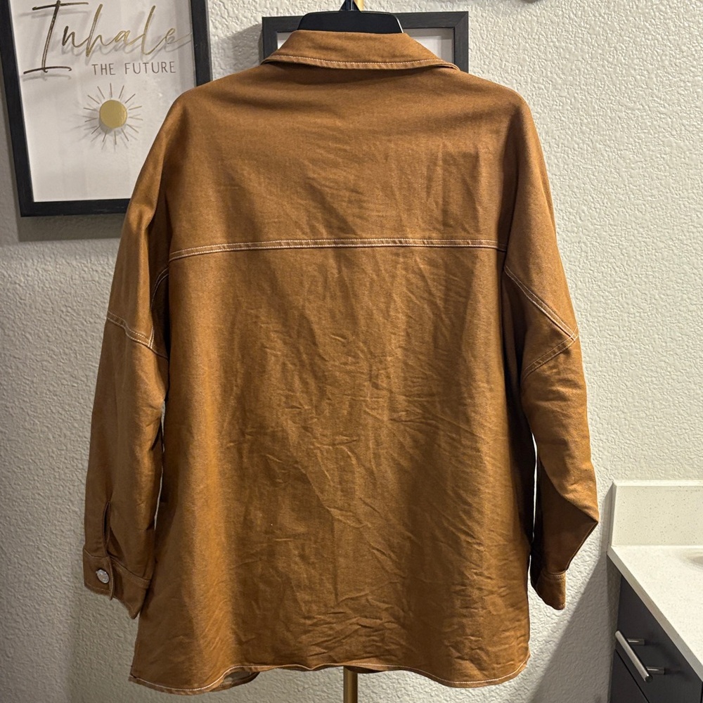 Brown Button-Up Jacket Skirt Set. - image 2